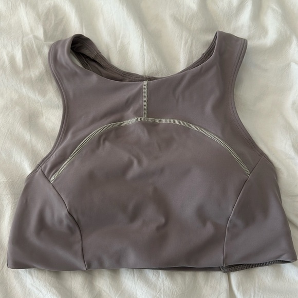 Lululemon Tough Train high neck bra, mauve grey/light Sage, size 6 - Picture 4 of 9